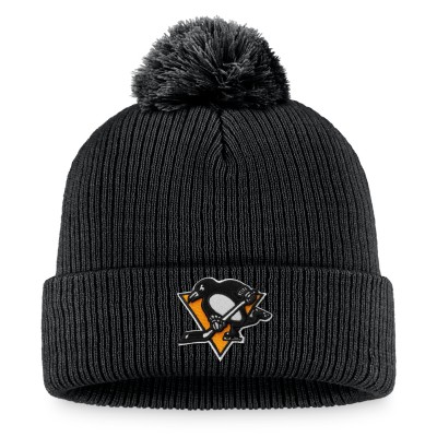 Шапка с помпоном Pittsburgh Penguins Fanatics Black Core Primary Logo Cuffed Knit