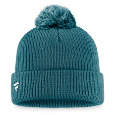 San Jose Sharks Core Primary Logo Cuffed Knit Hat with Pom - Teal