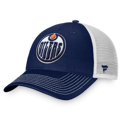 Бейсболка Edmonton Oilers Fanatics Navy/White Core Primary Logo Trucker