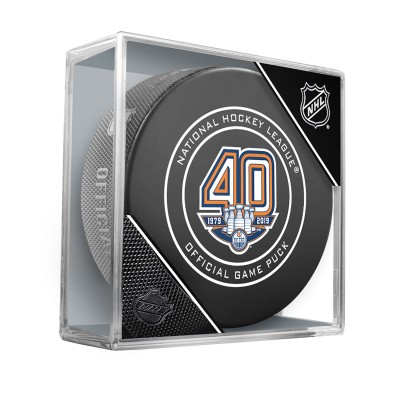 Шайба Edmonton Oilers Fanatics Authentic Unsigned Inglasco 40th Anniversary Season Official Game