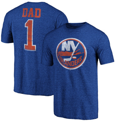 New York Islanders Royal Greatest Dad Tri-Blend T-Shirt