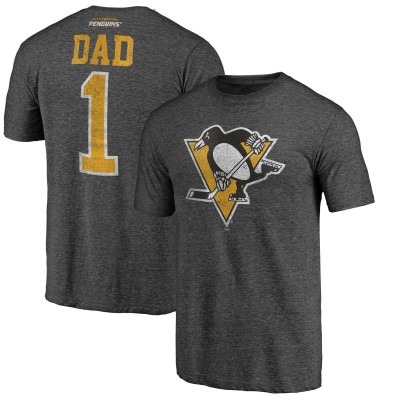 Футболка Pittsburgh Penguins Charcoal Greatest Dad Tri-Blend