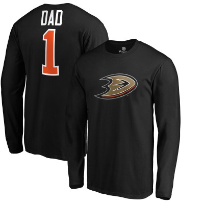 Футболка с длинным рукавом Anaheim Ducks #1 Dad - Black - оригинальные футболки Анахайм Дакс