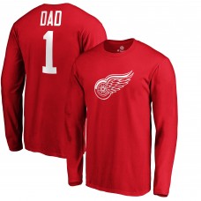 Detroit Red Wings #1 Dad Long Sleeve T-Shirt - Red