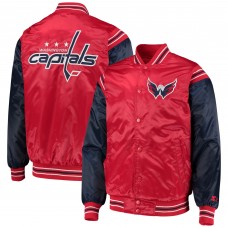 Washington Capitals Starter Enforcer Satin Varsity Full-Snap Jacket - Red/Navy