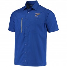 St. Louis Blues Antigua Kickoff Fishing Button-Up Shirt - Blue
