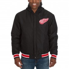 Detroit Red Wings JH Design Reversible Poly-Twill Full-Snap Hoodie - Black/Red