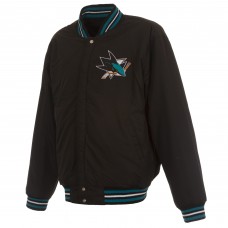 Кофта San Jose Sharks JH Design Reversible Wool with Embroidered Applique Logos - Black/Teal