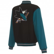 Кофта San Jose Sharks JH Design Reversible Wool with Embroidered Applique Logos - Black/Teal