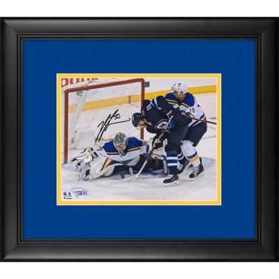 Autographed St. Louis Blues Jordan Binnington Fanatics Authentic Framed 8 x 10 2019 Stanley Cup Playoffs Game 1 Game-Preserving Save vs. Winnipeg Photograph