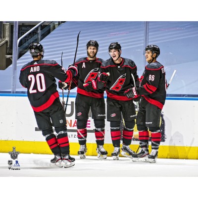 Unsigned Carolina Hurricanes Andrei Svechnikov Fanatics Authentic 2020 Stanley Cup Qualifiers Game 2 Hat Trick Goal Celebration vs. New York Rangers Photograph