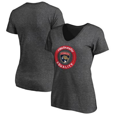 Футболка Florida Panthers Womens #WeSkateFor V-Neck - Heather Gray
