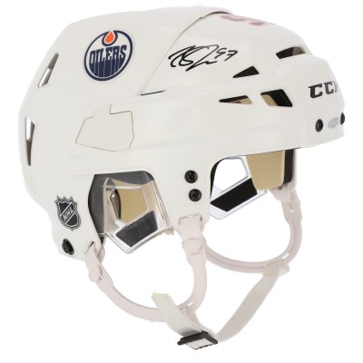 Шлем Connor McDavid Edmonton Oilers Autographed White CCM Game-Model - Upper Deck