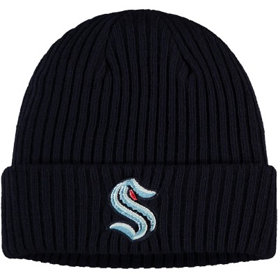 Seattle Kraken Fanatics Navy Core Primary Logo Cuffed Knit Hat