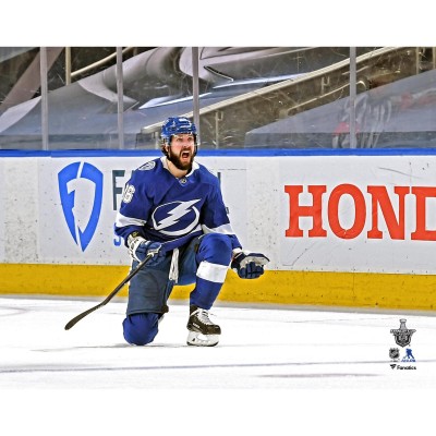Unsigned Tampa Bay Lightning Nikita Kucherov Fanatics Authentic 2020 Stanley Cup Playoffs Game 2 vs. New York Islanders Game-Winning Goal Celebration Photograph