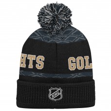 Vegas Golden Knights Youth Puck Pattern Cuffed Knit Hat with Pom - Black