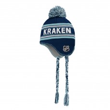 Seattle Kraken Youth Jacquard Tassel Knit Hat with Pom - Deep Sea Blue