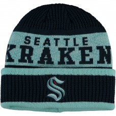 Seattle Kraken Youth Puck Pattern Cuffed Knit Hat - Deep Sea Blue