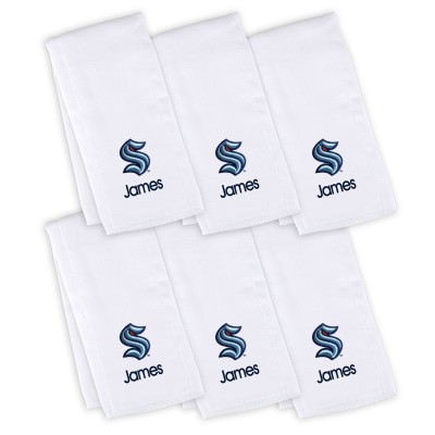 Seattle Kraken Infant 6-Pack Personalized Burp Cloth Set - White