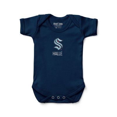 Seattle Kraken Infant Navy Team Color Personalized Bodysuit