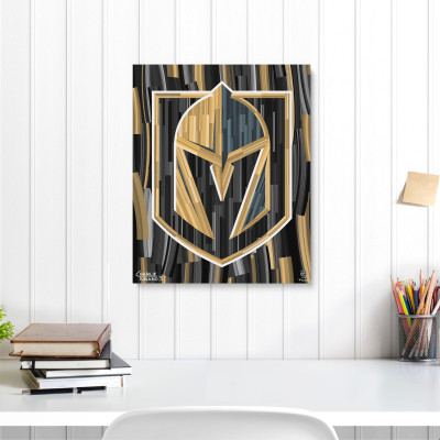 Vegas Golden Knights Fanatics Authentic Stretched 16 x 20 Embellished Canvas Giclee Print - Art by Charlie Turano III