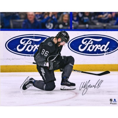 Autographed Tampa Bay Lightning Nikita Kucherov Fanatics Authentic 16 x 20 Black Jersey Goal Celebration Photograph