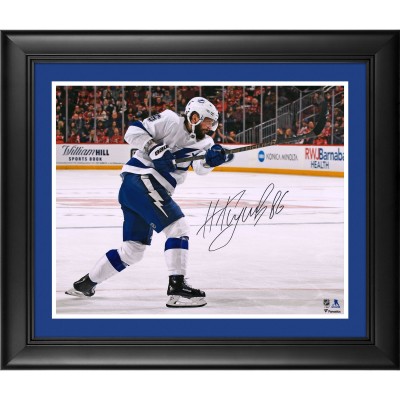 Autographed Tampa Bay Lightning Nikita Kucherov Fanatics Authentic Framed 16 x 20 White Jersey Shooting Photograph