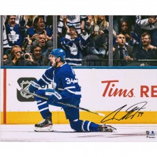 Autographed Toronto Maple Leafs Auston Matthews Fanatics Authentic 16 x 20 Blue Jersey Goal Celebration Photograph