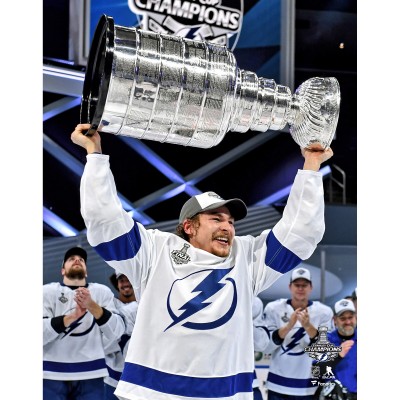 Unsigned Tampa Bay Lightning Yanni Gourde Fanatics Authentic 2020 Stanley Cup Champions Raising Cup Photograph