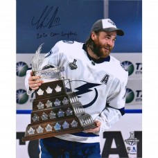 Autographed Tampa Bay Lightning Victor Hedman Fanatics Authentic 16 x 20 2020 Stanley Cup Champions Raising Conn Smythe with 2020 Conn Smythe Inscription