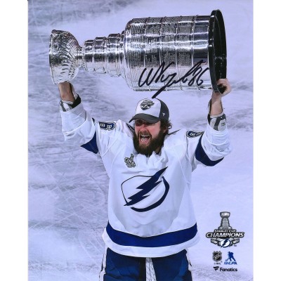 Autographed Tampa Bay Lightning Nikita Kucherov Fanatics Authentic 8 x 10 2020 Stanley Cup Champions Raising Cup Photograph