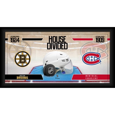 Boston Bruins vs. Montreal Canadiens Framed 10 x 20 House Divided Hockey Collage