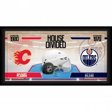 Calgary Flames vs. Edmonton Oilers Framed 10 x 20 House Divided Hockey Collage