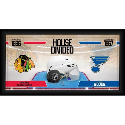 Chicago Blackhawks vs. St. Louis Blues Framed 10 x 20 House Divided Hockey Collage