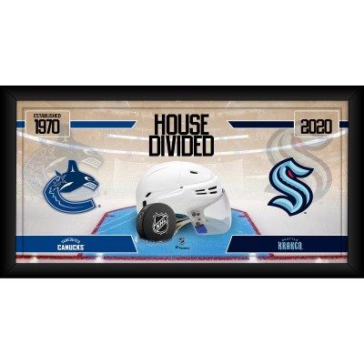 Vancouver Canucks vs. Seattle Kraken Framed 10 x 20 House Divided Hockey Collage