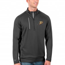 Anaheim Ducks Antigua Generation Quarter-Zip Pullover Jacket - Charcoal/Silver
