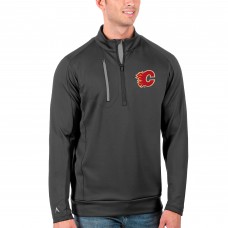 Calgary Flames Antigua Generation Quarter-Zip Pullover Jacket - Charcoal/Silver