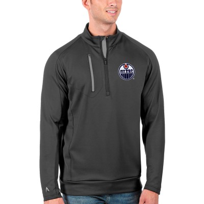 Edmonton Oilers Antigua Generation Quarter-Zip Pullover Jacket - Charcoal/Silver - оригинальная атрибутика Эдмонтон Ойлерз