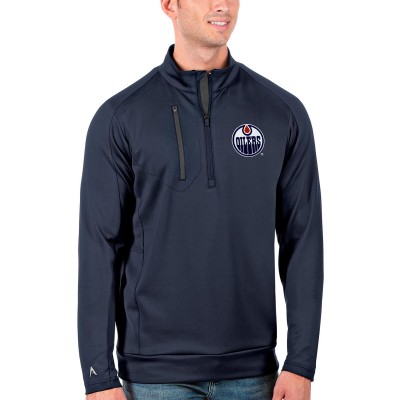 Edmonton Oilers Antigua Generation Quarter-Zip Pullover Jacket - Navy/Charcoal - оригинальная атрибутика Эдмонтон Ойлерз