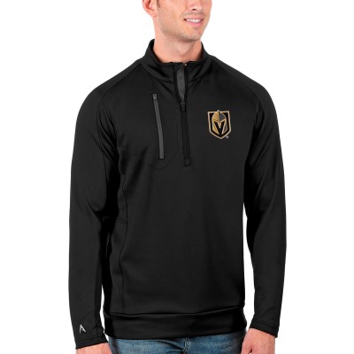 Vegas Golden Knights Antigua Black/Charcoal Generation Quarter-Zip Pullover Jacket