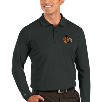 Поло Chicago Blackhawks Antigua Tribute Long Sleeve - Charcoal