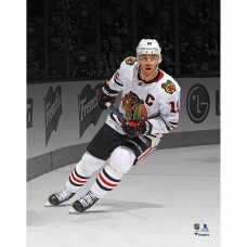 Unsigned Chicago Blackhawks Jonathan Toews Fanatics Authentic White Jersey Skating Spotlight Photograph