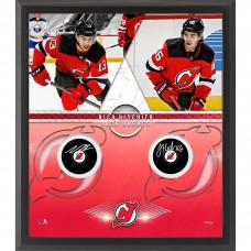 Шайба Постер с шайбой Autographed New Jersey Devils Nico Hischier & Jack Hughes Fanatics Authentic Framed withs