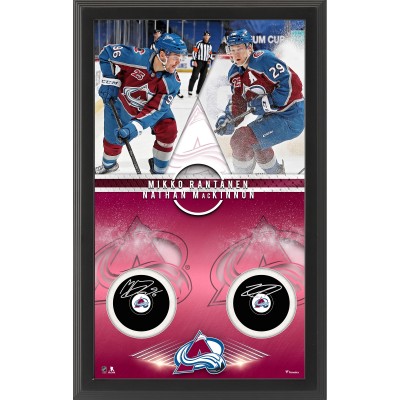 Шайба Постер с шайбой Autographed Colorado Avalanche Mikko Rantanen & Nathan MacKinnon Fanatics Authentic Framed withs