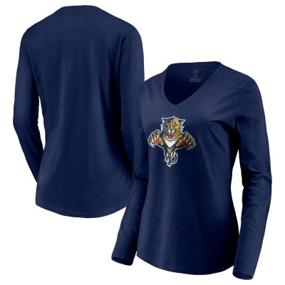 Футболка с длинным рукавом Женская Florida Panthers Navy Special Edition Primary Logo V-Neck