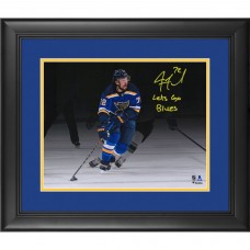 Autographed St. Louis Blues Justin Faulk Fanatics Authentic Framed 11 x 14 Spotlight Photograph with Lets Go Blues Inscription - Limited Edition of 20