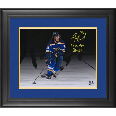 Autographed St. Louis Blues Justin Faulk Fanatics Authentic Framed 11 x 14 Spotlight Photograph with Lets Go Blues Inscription - Limited Edition of 20