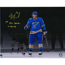 Autographed St. Louis Blues Justin Faulk Fanatics Authentic 16 x 20 Goal Celebration Spotlight Photograph with 1st STL Goal 11/30/19 Inscription - Limited Edition of 19