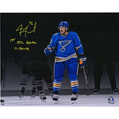 Autographed St. Louis Blues Justin Faulk Fanatics Authentic 16 x 20 Goal Celebration Spotlight Photograph with 1st STL Goal 11/30/19 Inscription - Limited Edition of 19
