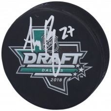 Шайба с автографом Adam Boqvist Columbus Blue Jackets Fanatics Authentic Autographed 2018 NHL Draft Logo